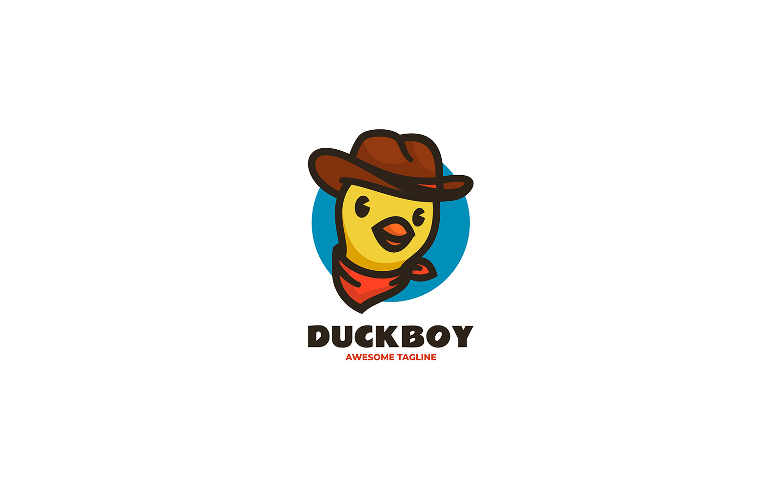 Duck Cowboy Mascot Cartoon Logo