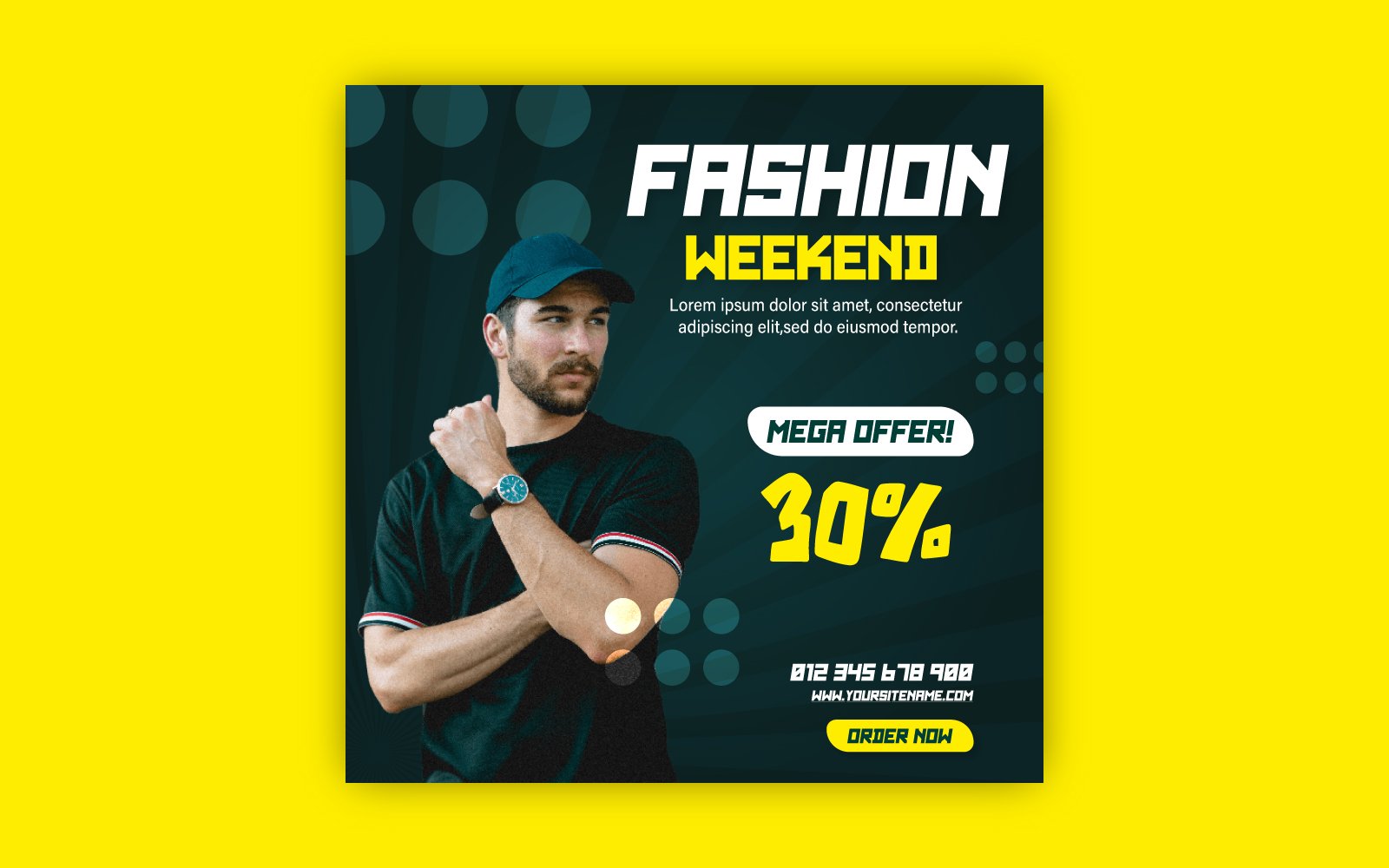 Social media fashion weekend promotional ads banner EPS design template