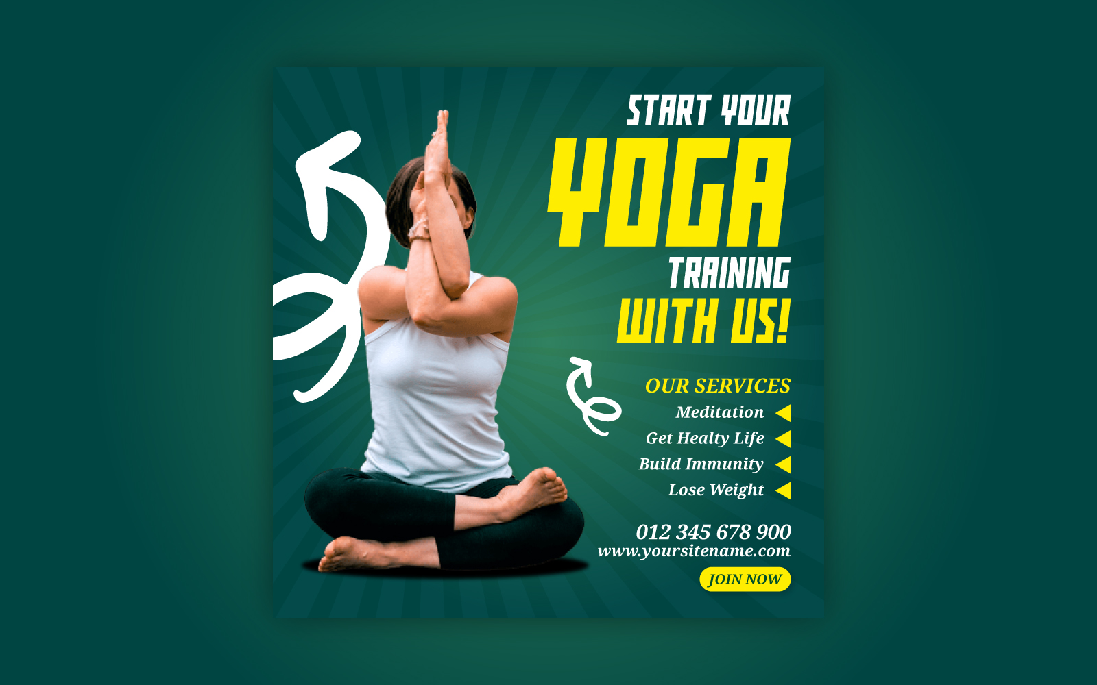 Yoga fitness training promotional social media EPS vector banner templates