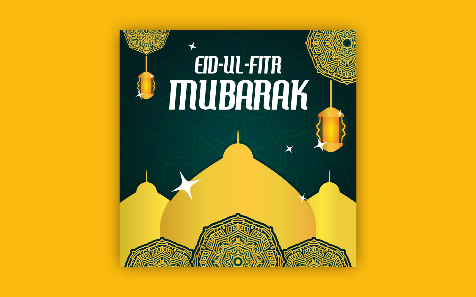 Eid-Ul-Fitr post design with bold mandala art, EPS vector design template.
