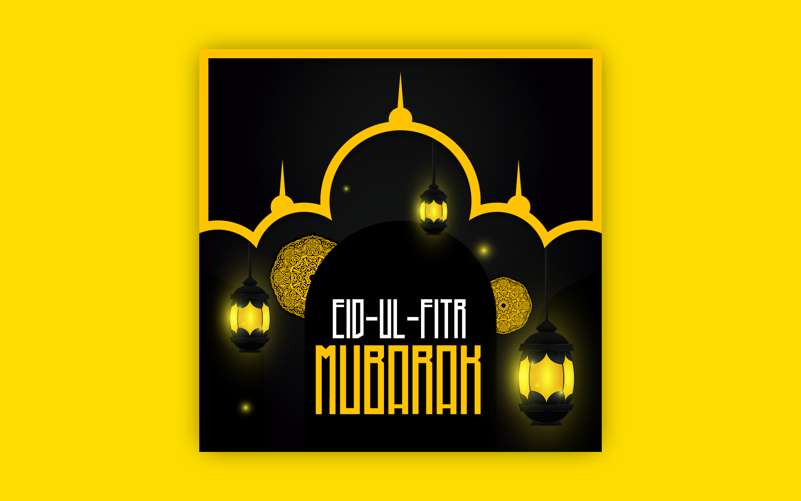 Eid-Ul-Fitr post design with bold mandala art, EPS vector template