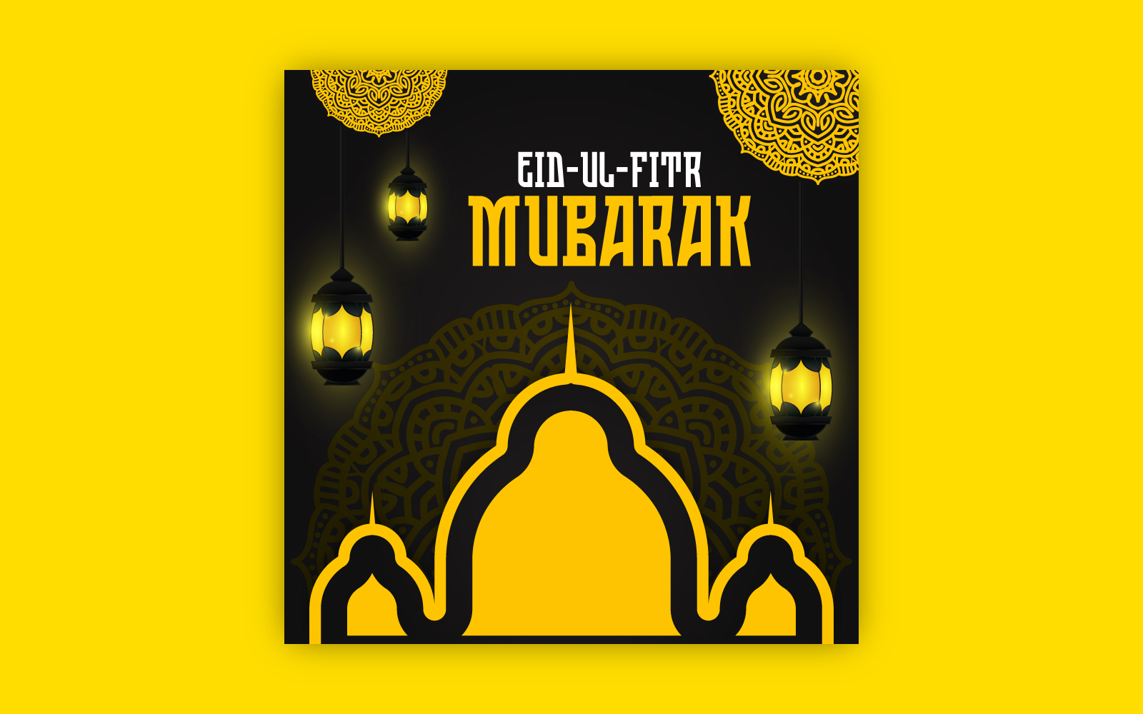 Eid-Ul-Fitr post design with bold mandala art, EPS vector template.