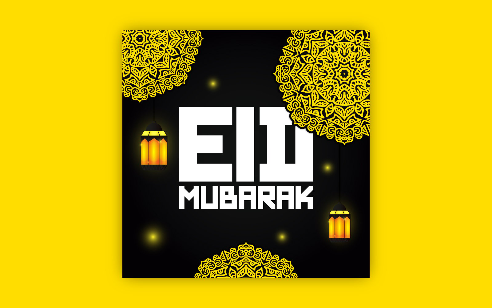 Eid greeting card design with bold mandala art, EPS vector design template.
