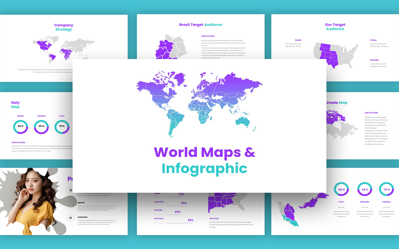 World Maps And Infographic Google Slides Template