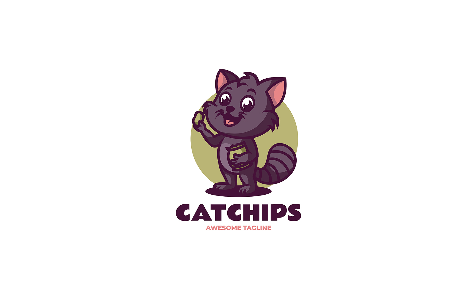 Cat Chips Mascot Cartoon Logo