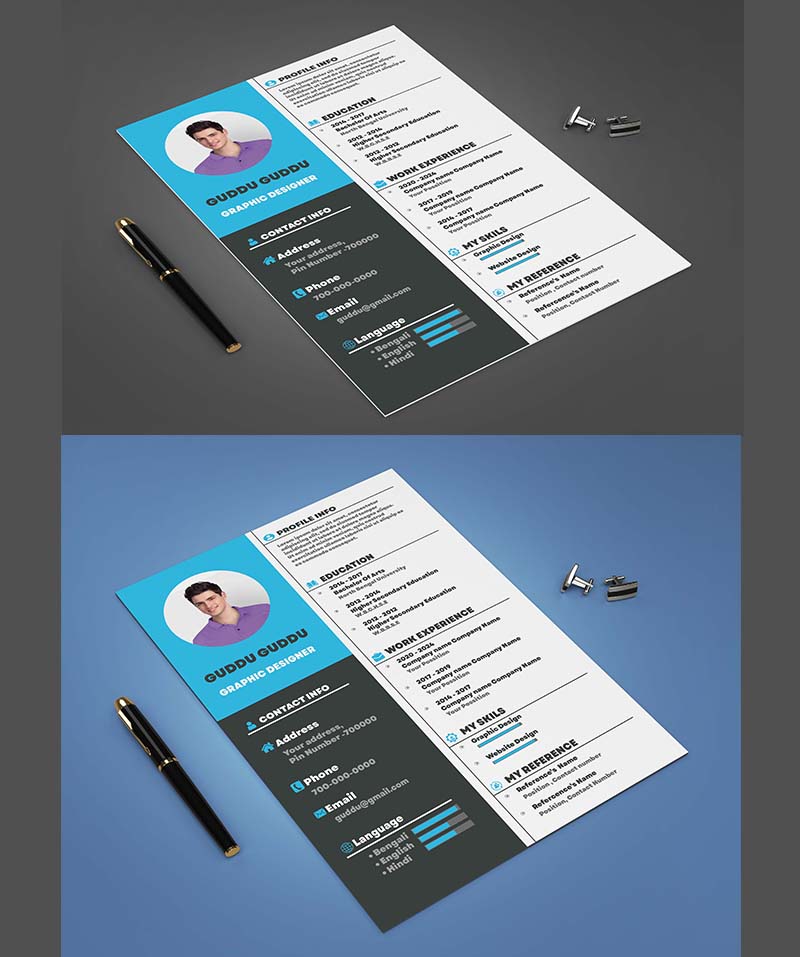 Professional and Clean Resume Template PSD