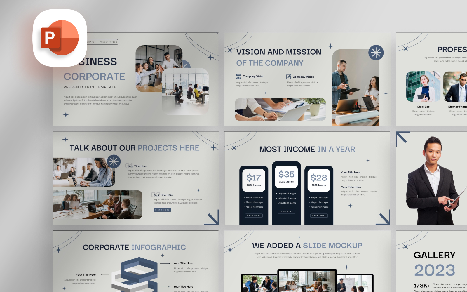 Gray Clean Modern Corporate PowerPoint Template