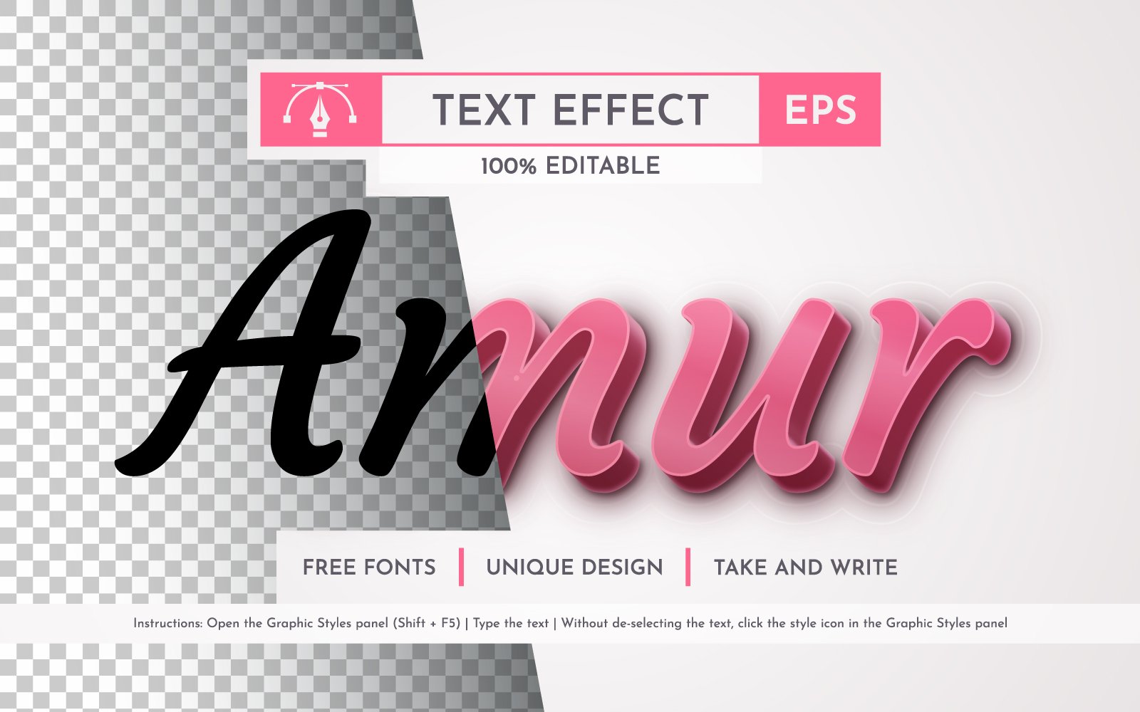 Amur Editable Text Effect, Graphic Style