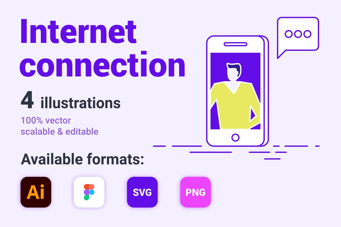 Internet connection set of illustrations