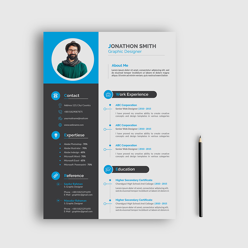 Professional Resume Template With Elegant Cover Letter