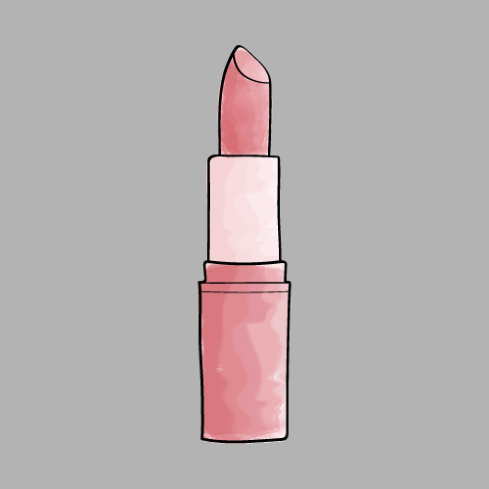 Hand drawn of lipstick with red watercolor, a vector doodle art