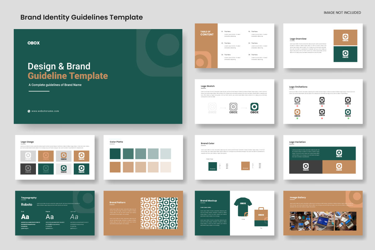 Brand guidelines template design and logo presentation slide