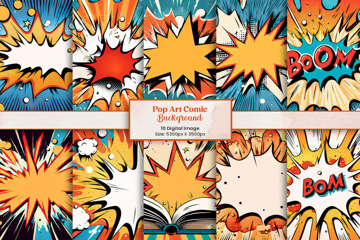 Vintage Pop art comic book illustration background and abstract comic digital paper.