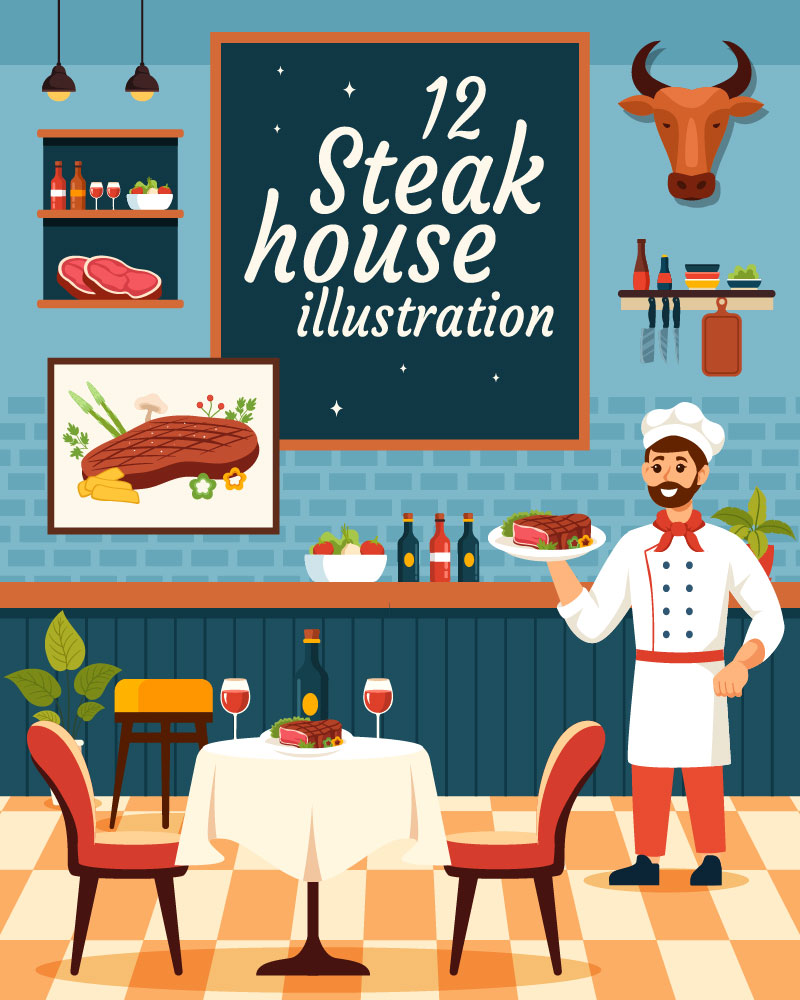 12 Steakhouse Illustration