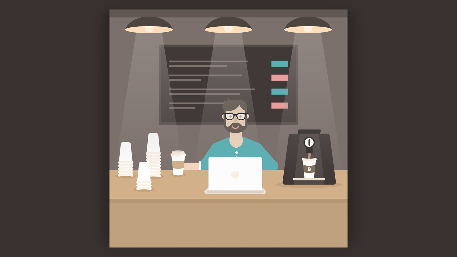 Man drinking coffee. Vector illustration