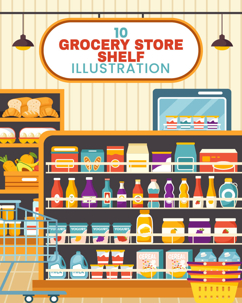 10 Grocery Store Shelf Illustration