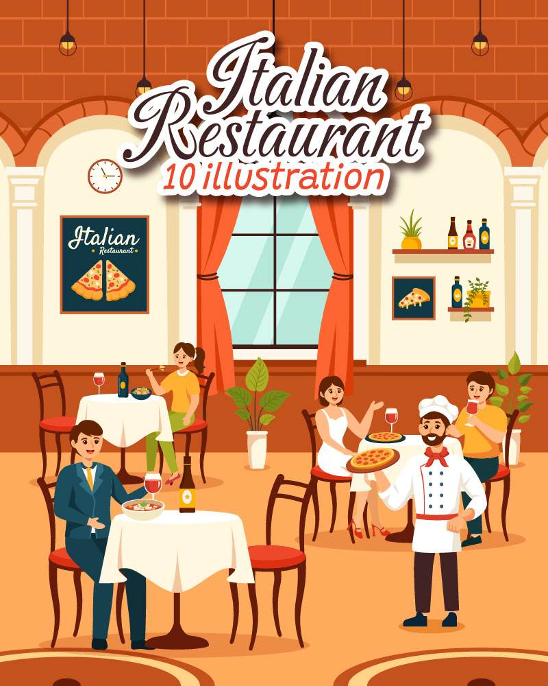 10 Italian Food Restaurant Illustration