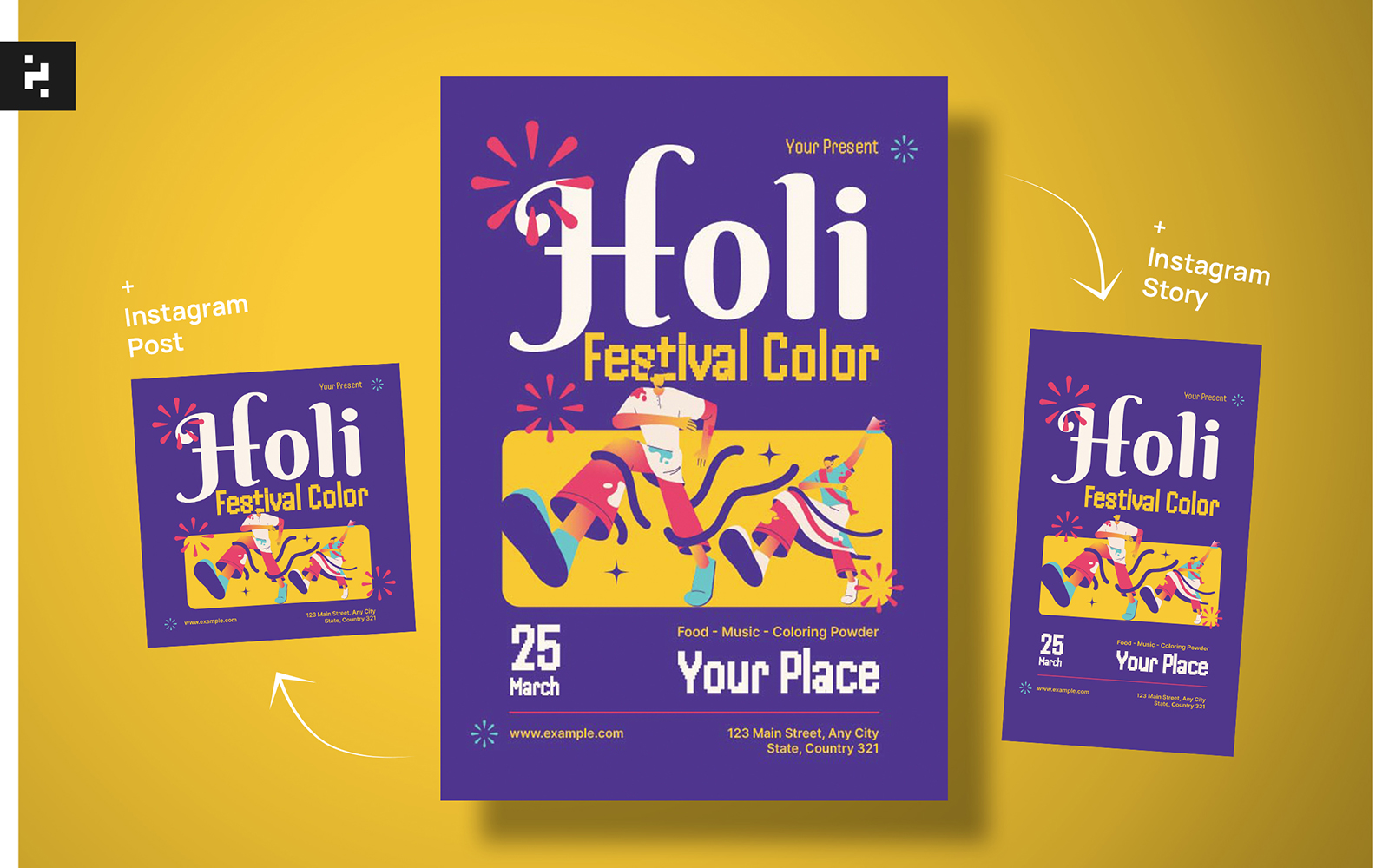 Purple Holi Festival Color Flyer