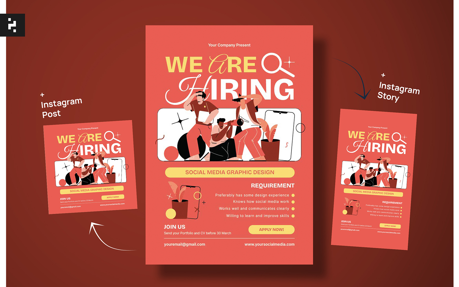 Red Creative Job Hiring Flyer