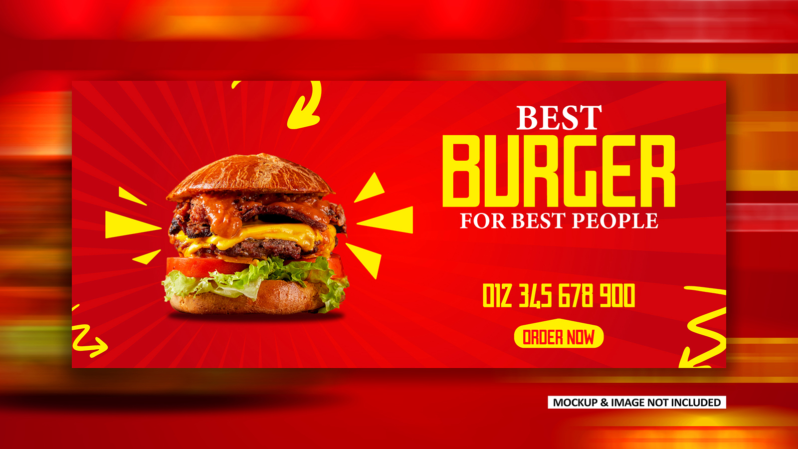 Best Burger Fast food Social media ad cover banner design EPS template