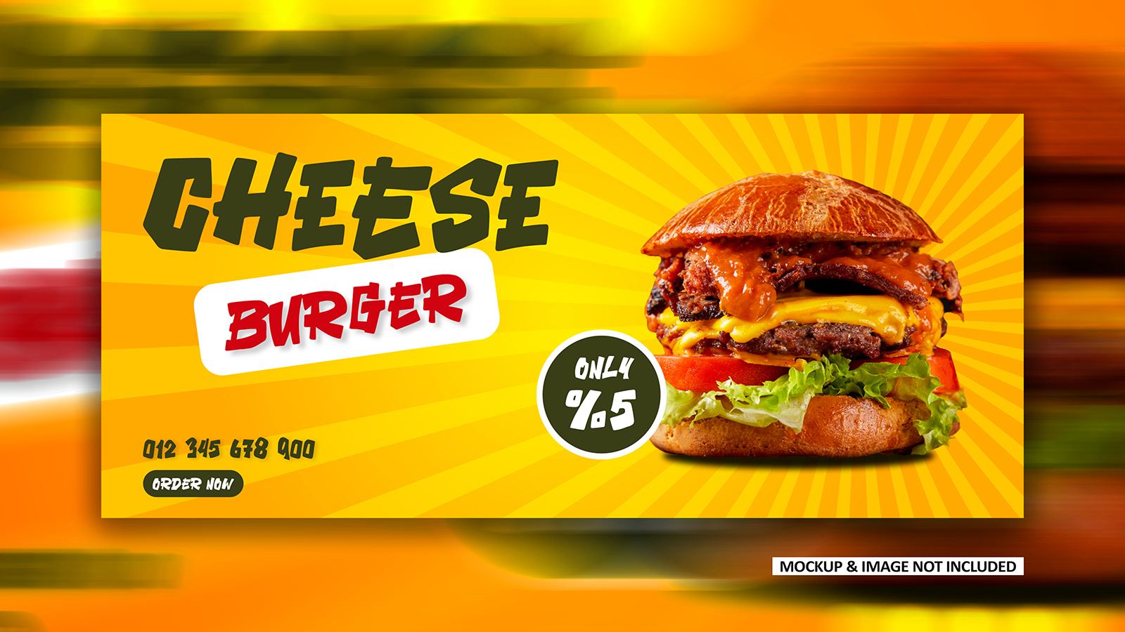 Cheese Burger Fast food Social media ad cover banner design EPS template