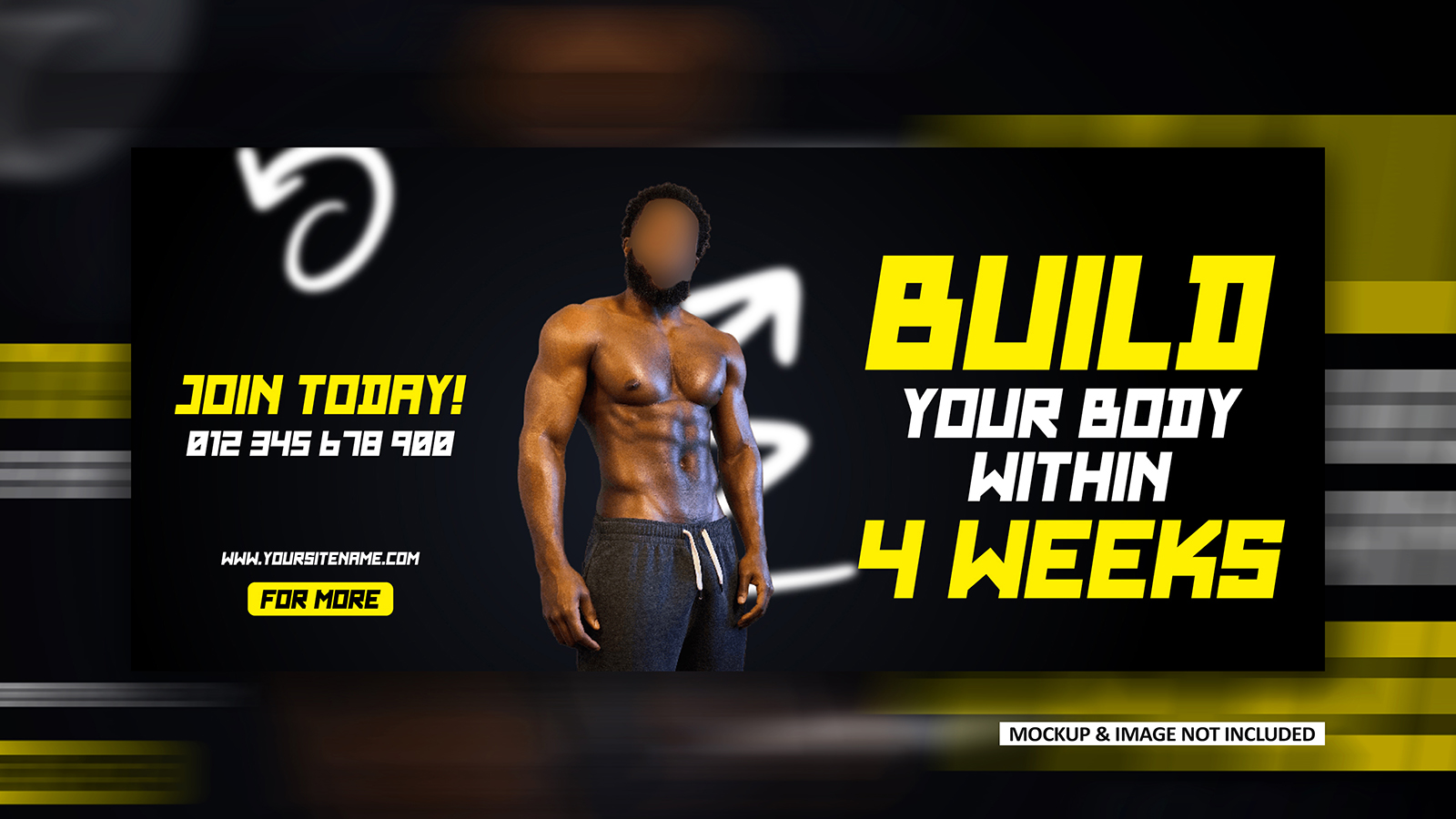 Build your body Gym fitness promotional social media EPS vector cover banner templates