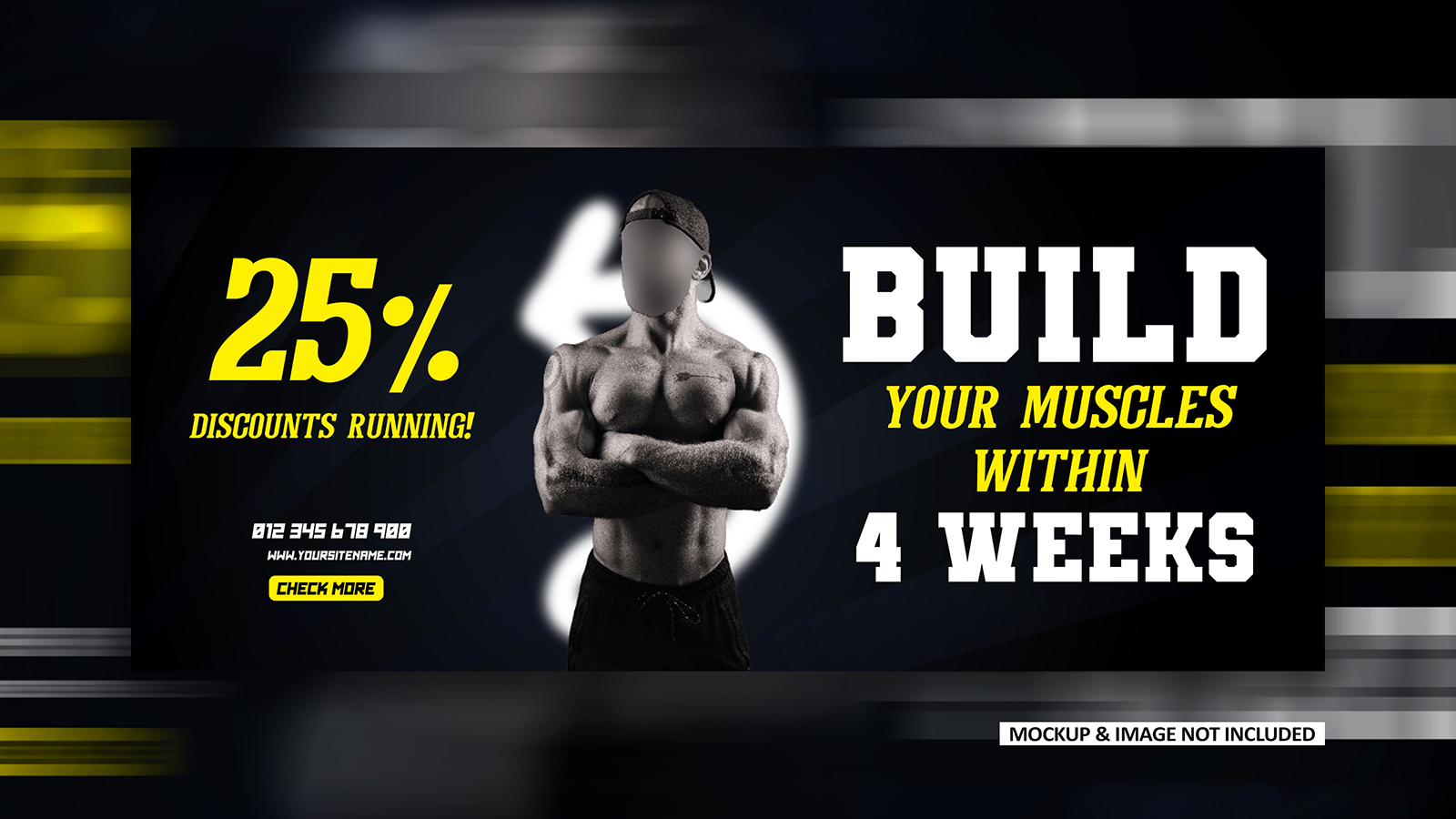Build your muscles Gym fitness promotional social media EPS vector cover banner templates