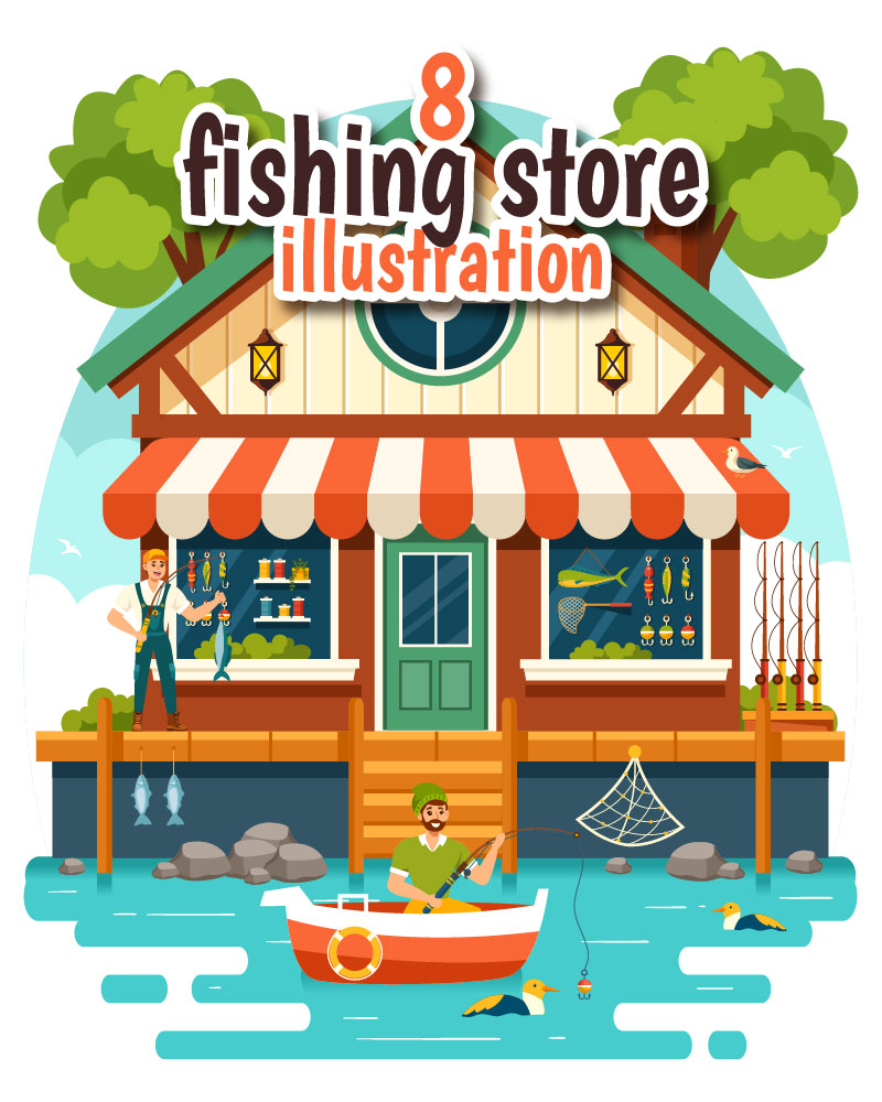 8 Fishing Store Illustration