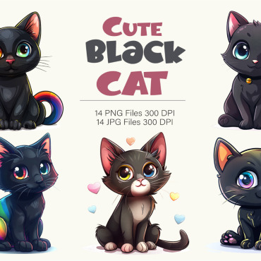 Black Cat Illustrations Templates 402519