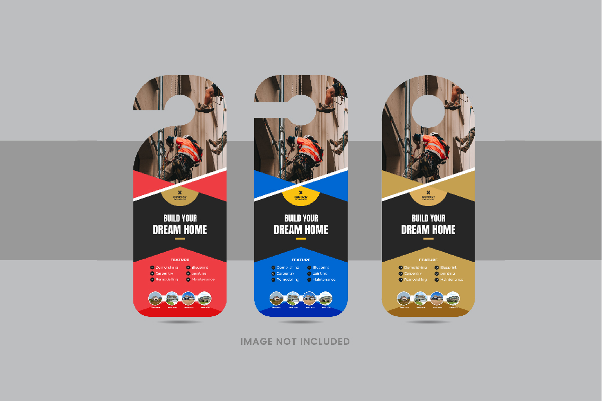 Real estate construction or home renovation door hanger or handyman home repair door hanger template