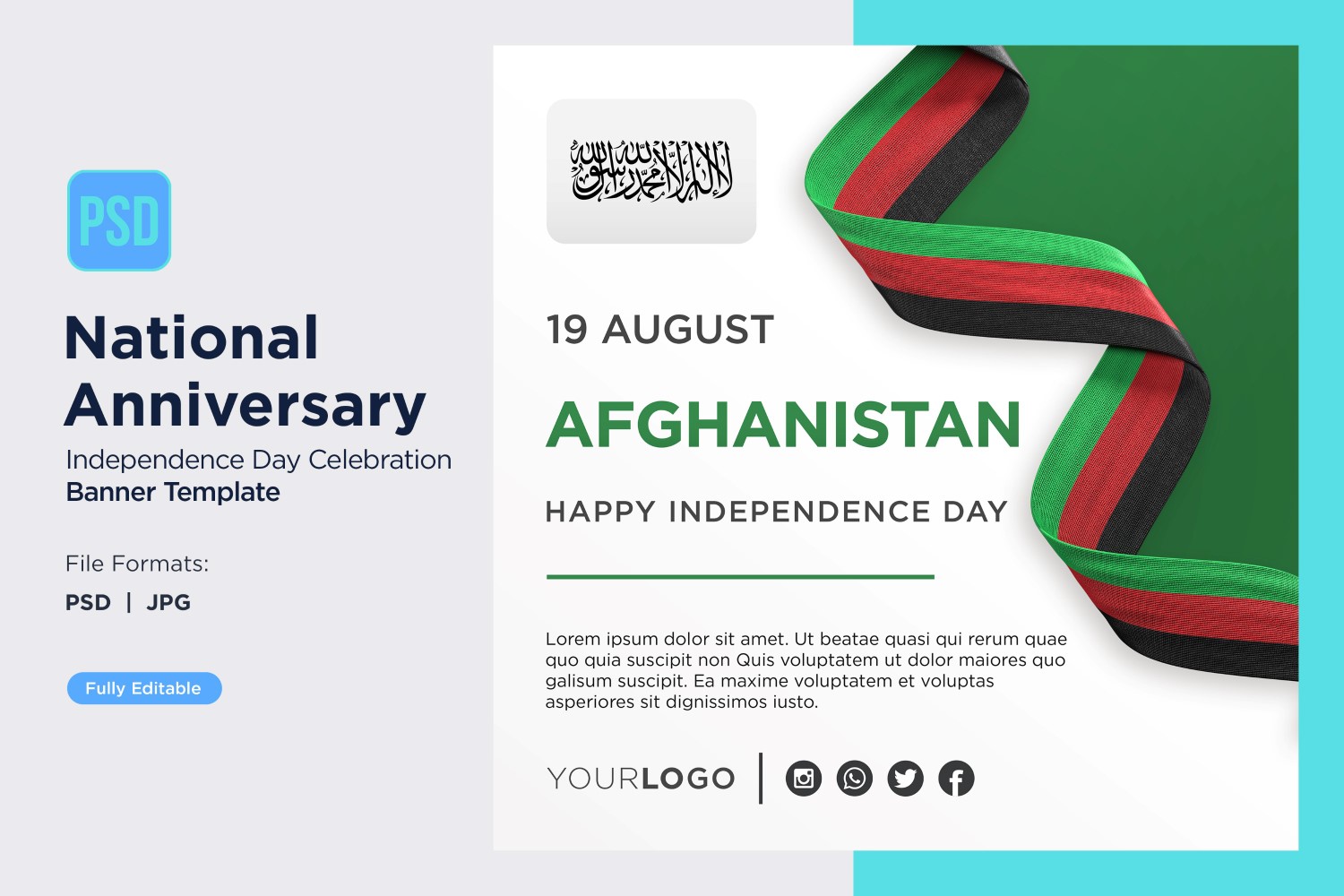 Afghanistan National Independence Day Celebration Banner