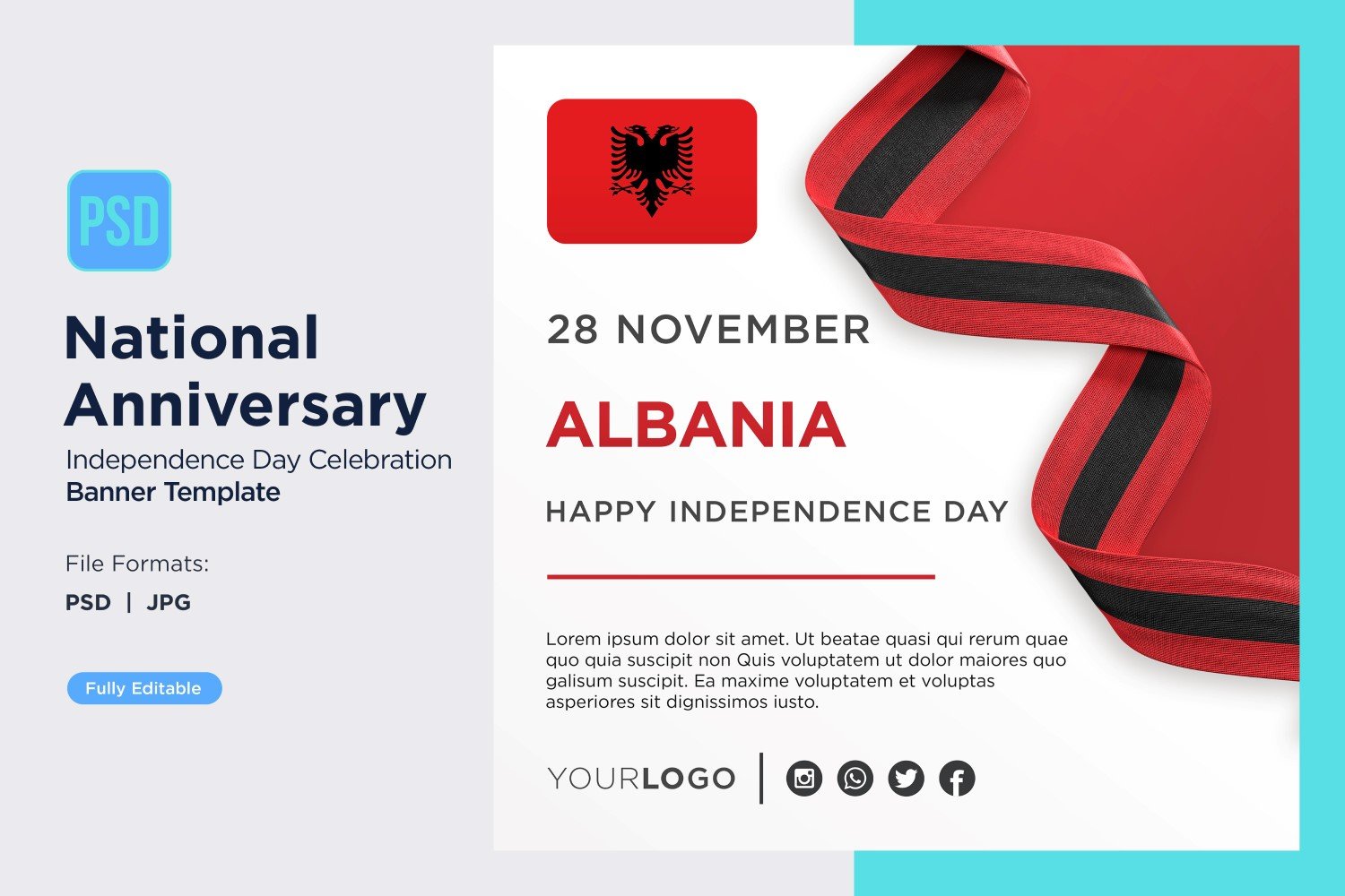 Albania National Independence Day Celebration Banner