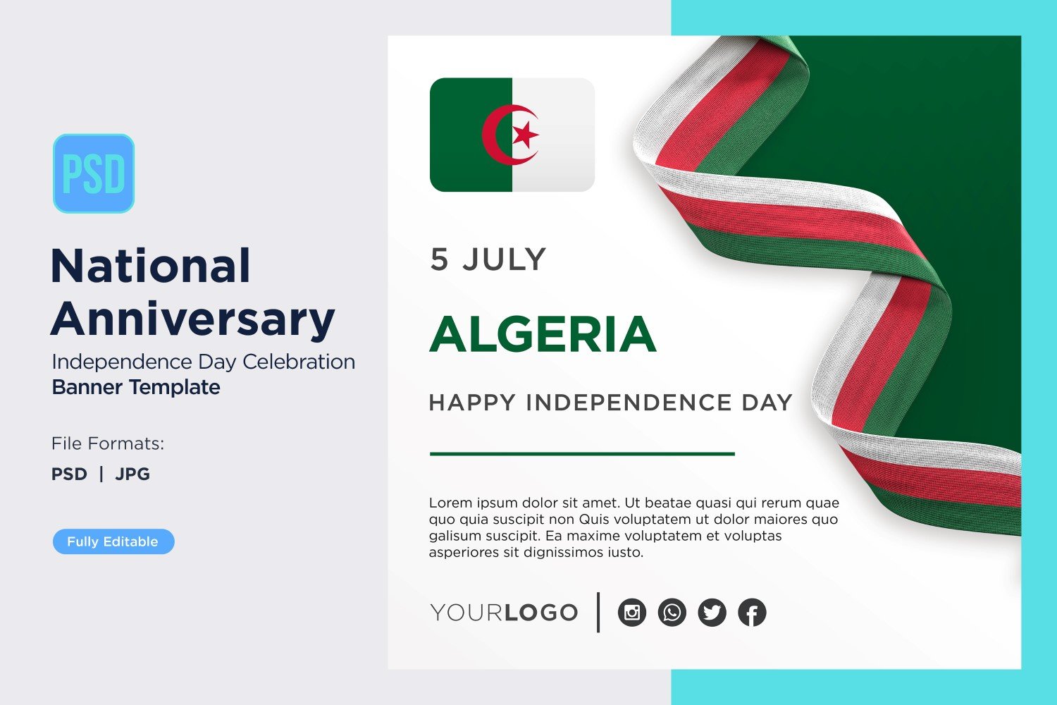 Algeria National Independence Day Celebration Banner