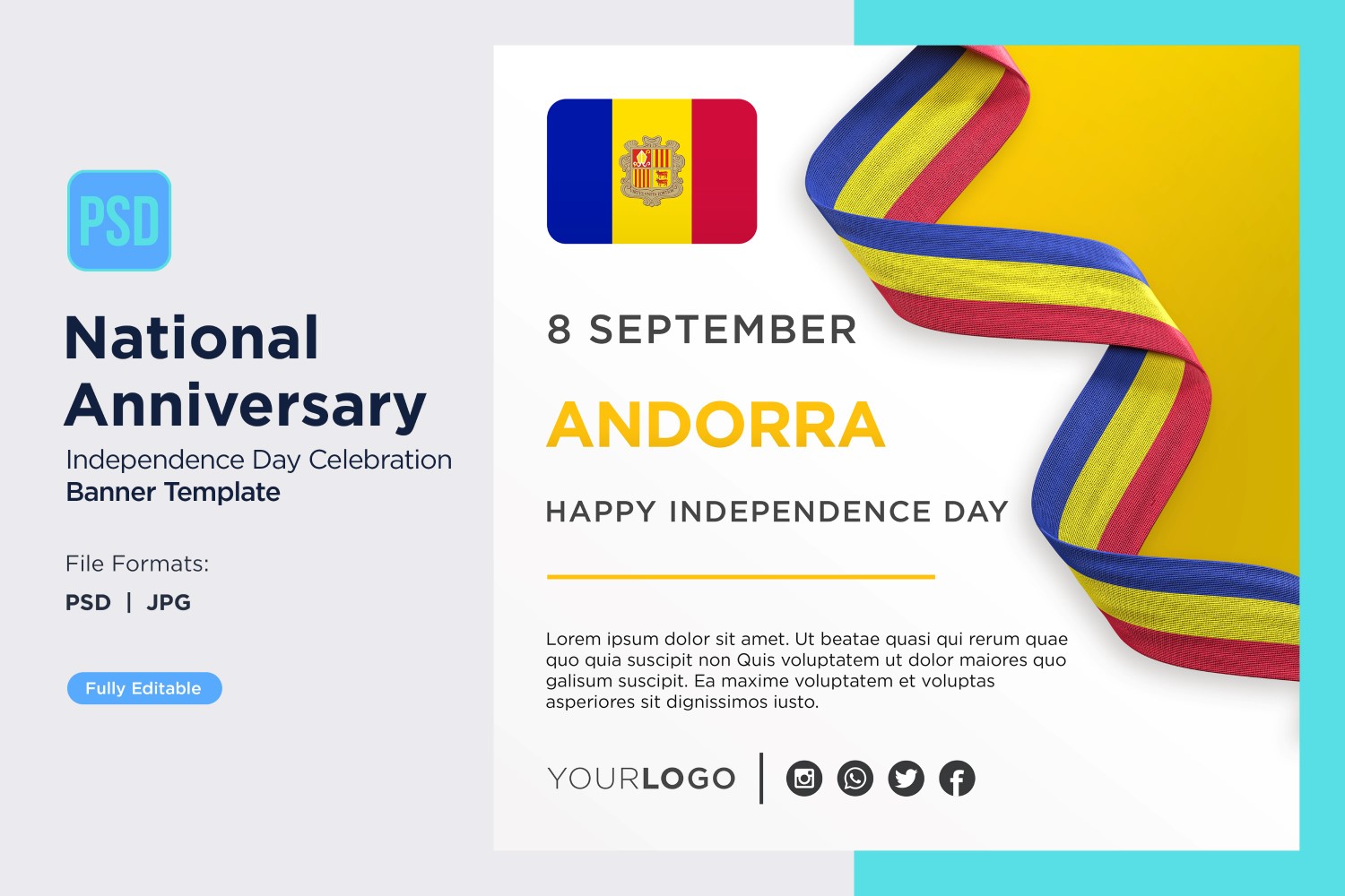 Andorra National Independence Day Celebration Banner
