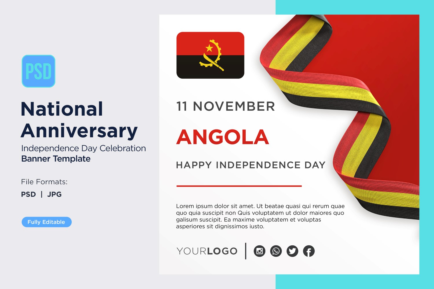 Angola National Independence Day Celebration Banner
