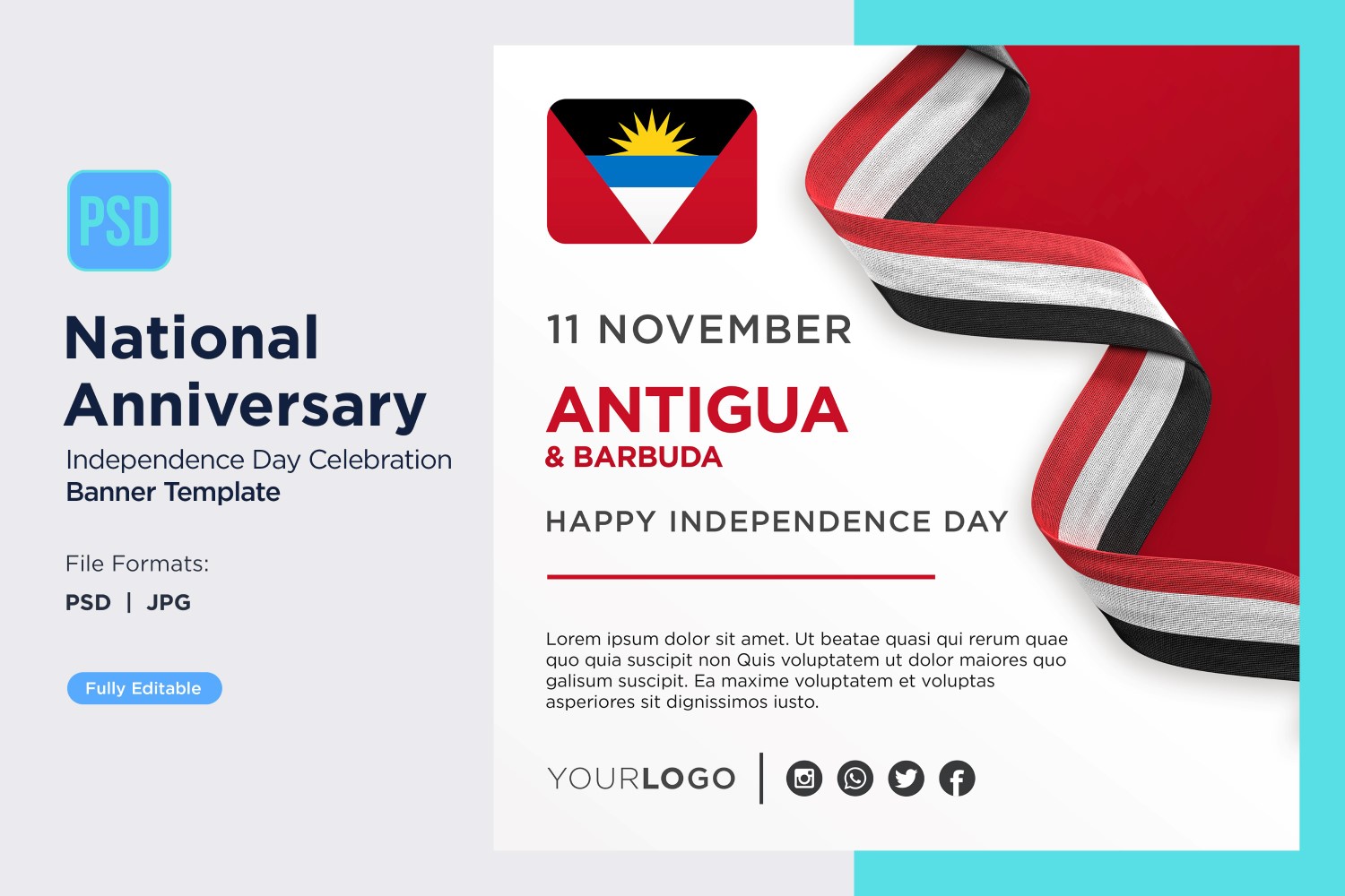 Antigua And Barbuda National Independence Day Celebration Banner
