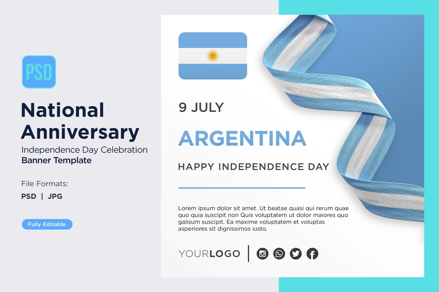 Argentina National Independence Day Celebration Banner