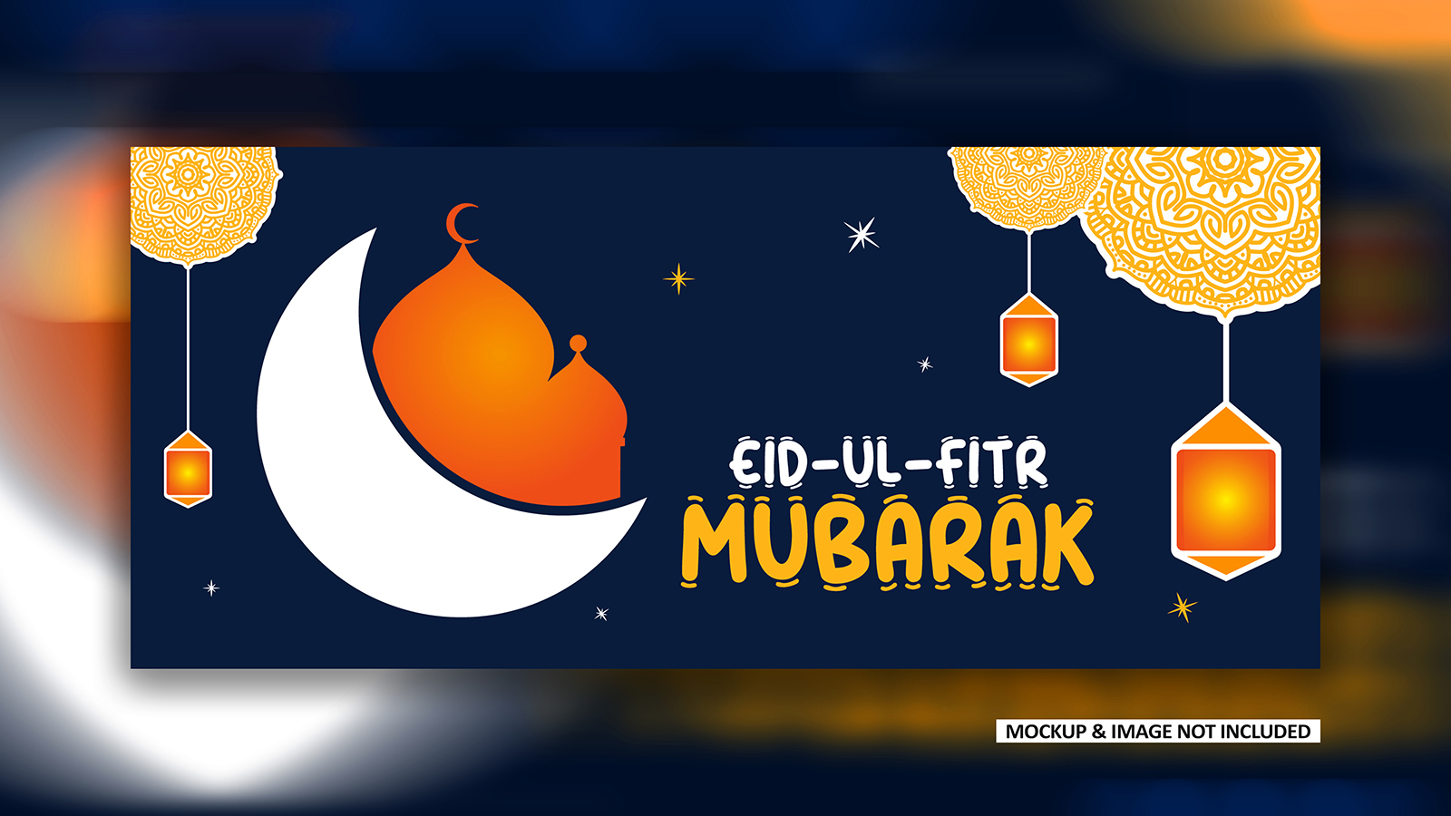 Eid greeting post design with bold mandala art EPS vector banner design template.