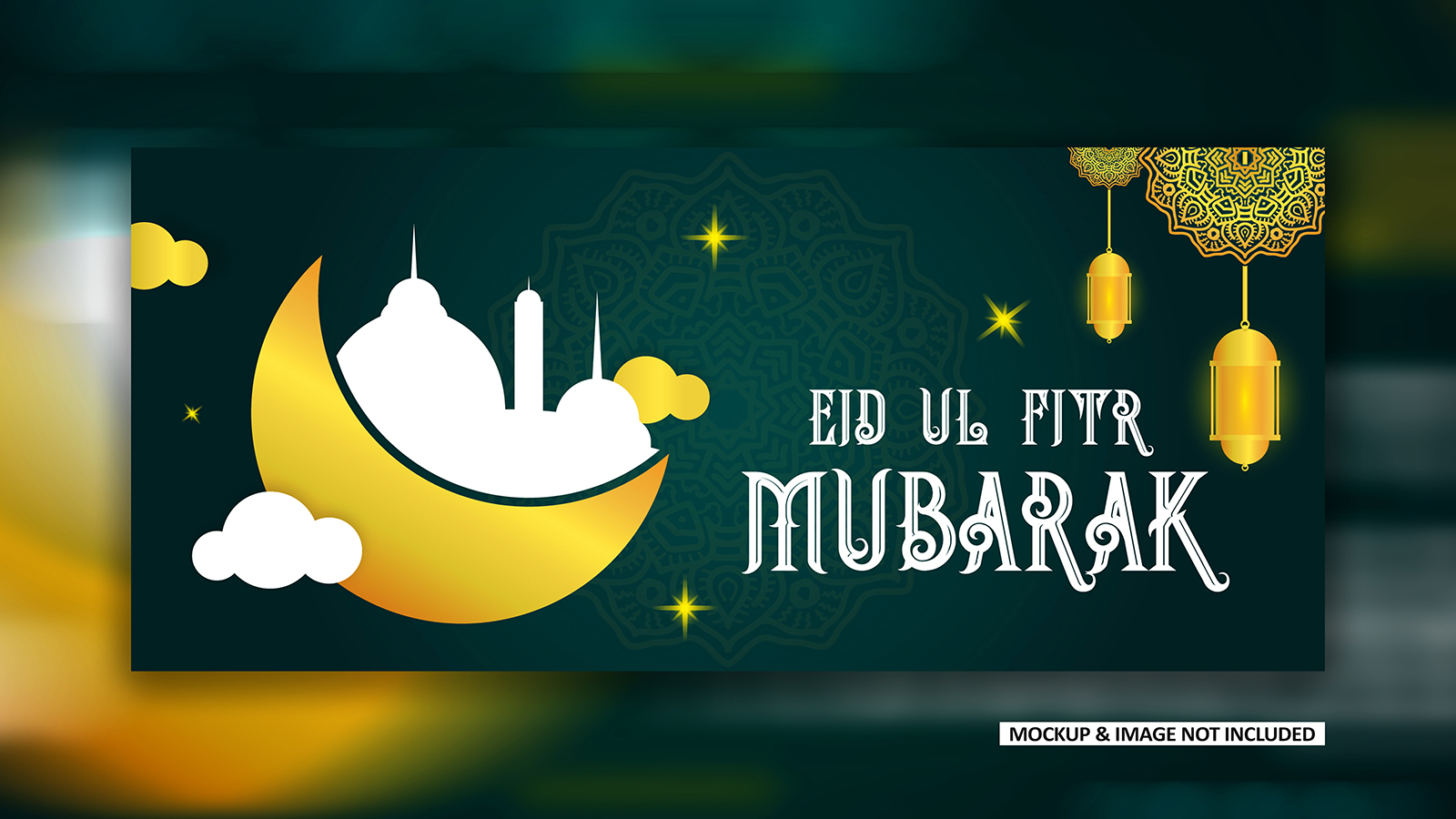 Eid greeting post design with bold mandala art EPS vector banner design