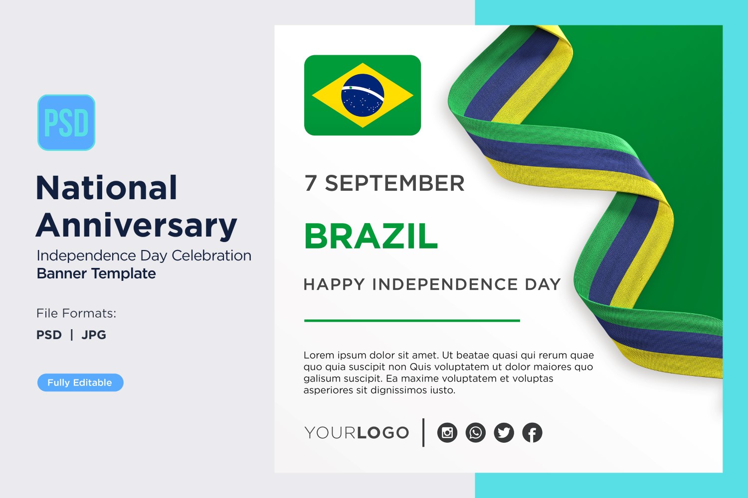 Brazil National Day Celebration Banner.