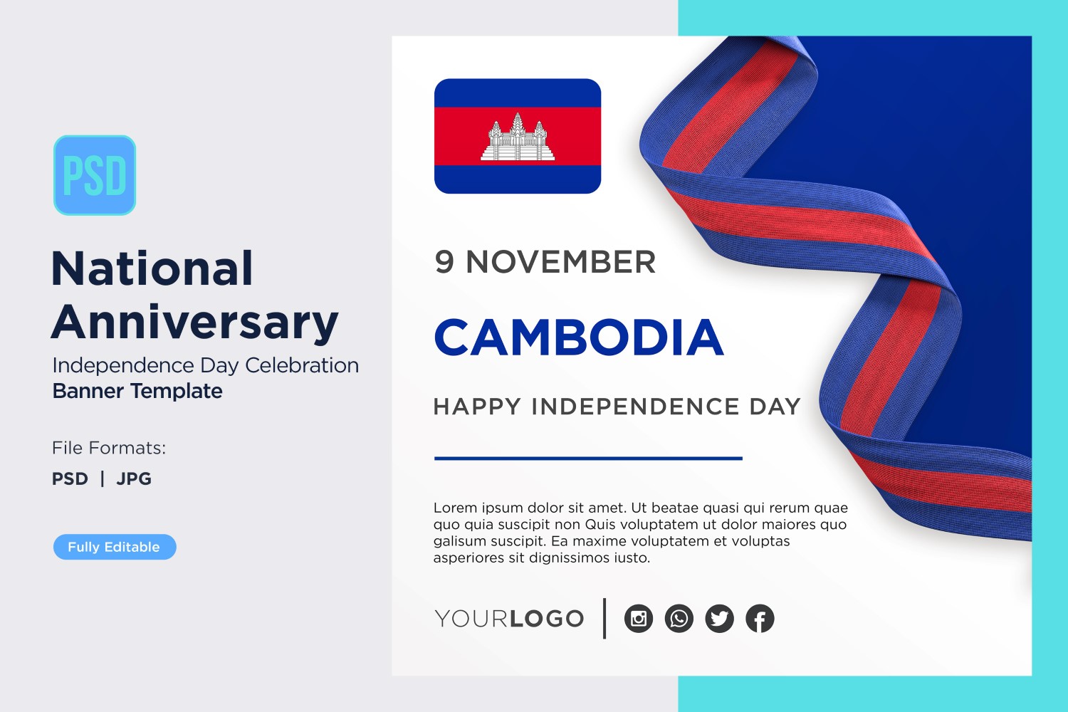 Cambodia National Day Celebration Banner