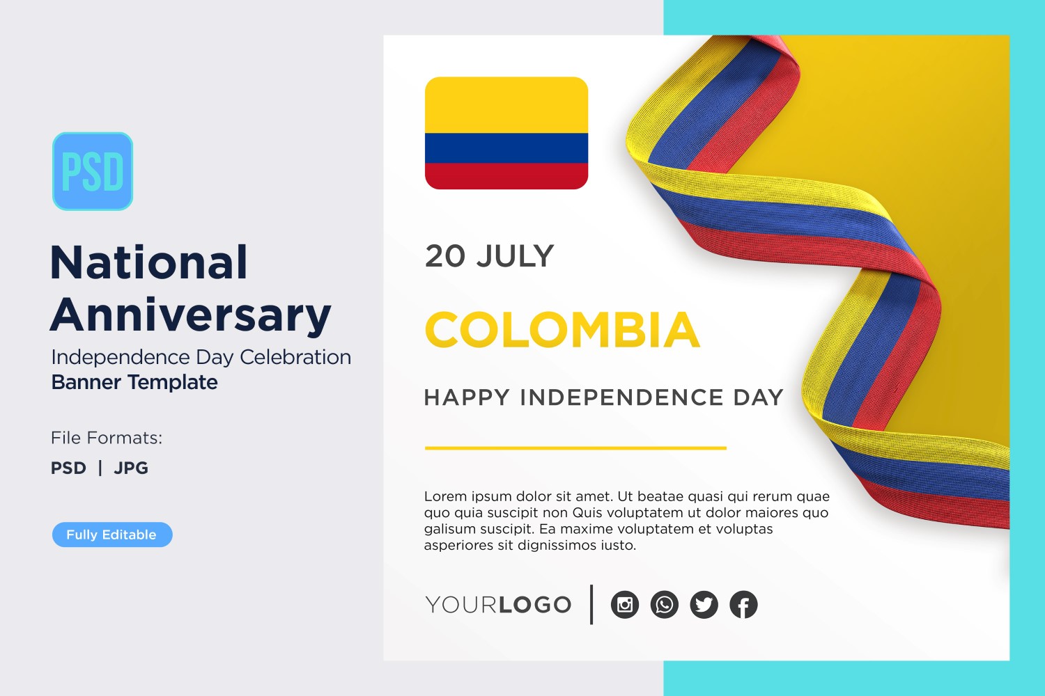 Colombia National Day Celebration Banner