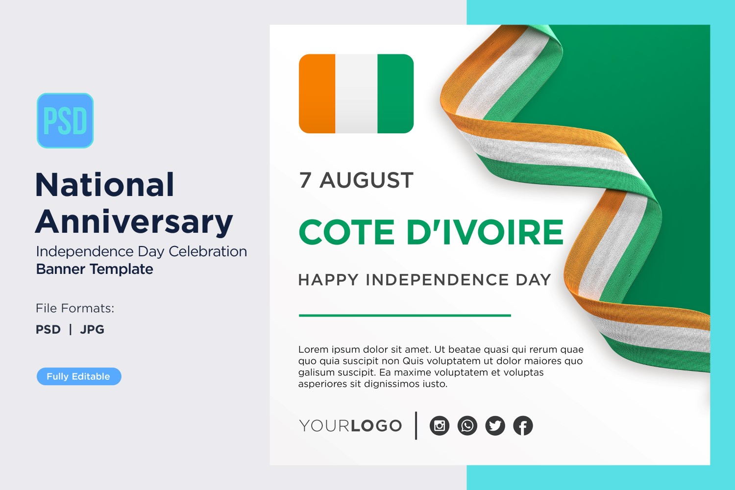 Cote d Ivoire National Day Celebration Banner