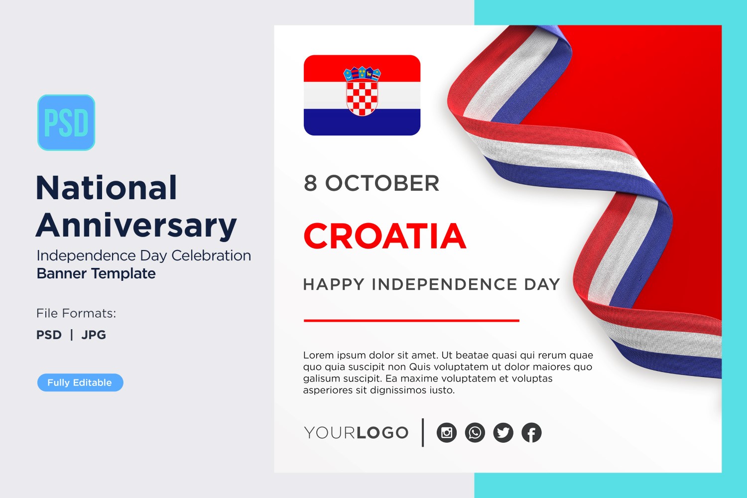 Croatia National Day Celebration Banner