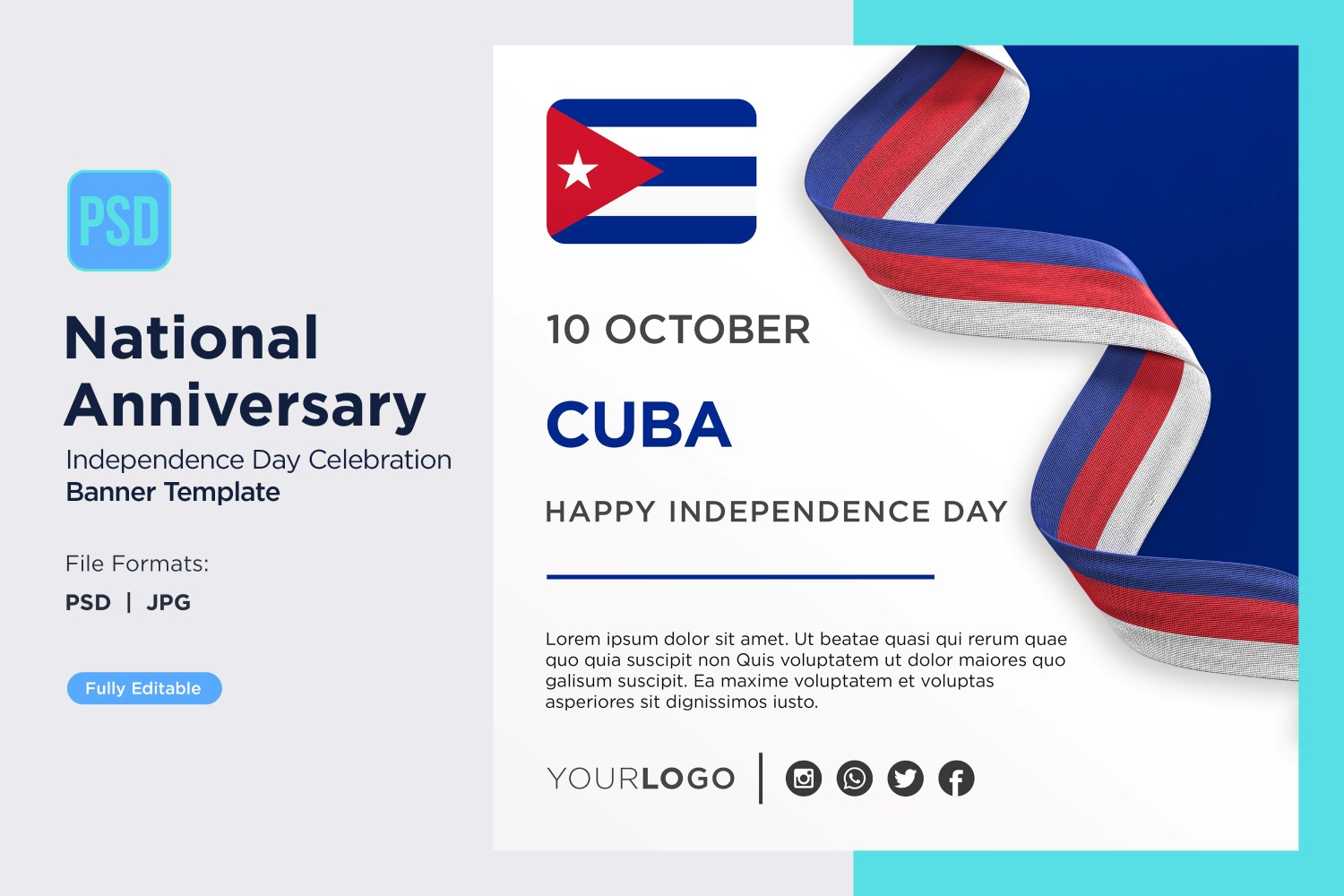 Cuba National Day Celebration Banner