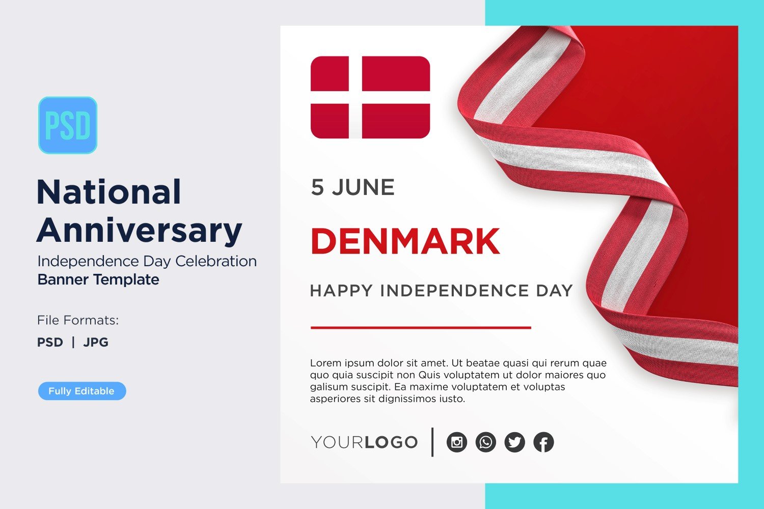 Denmark National Day Celebration Banner