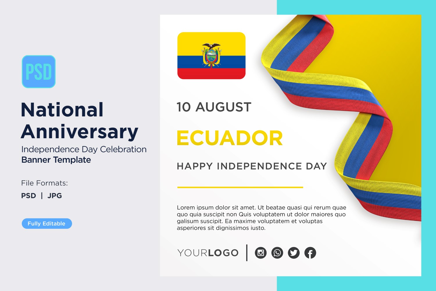 Ecuador National Day Celebration Banner