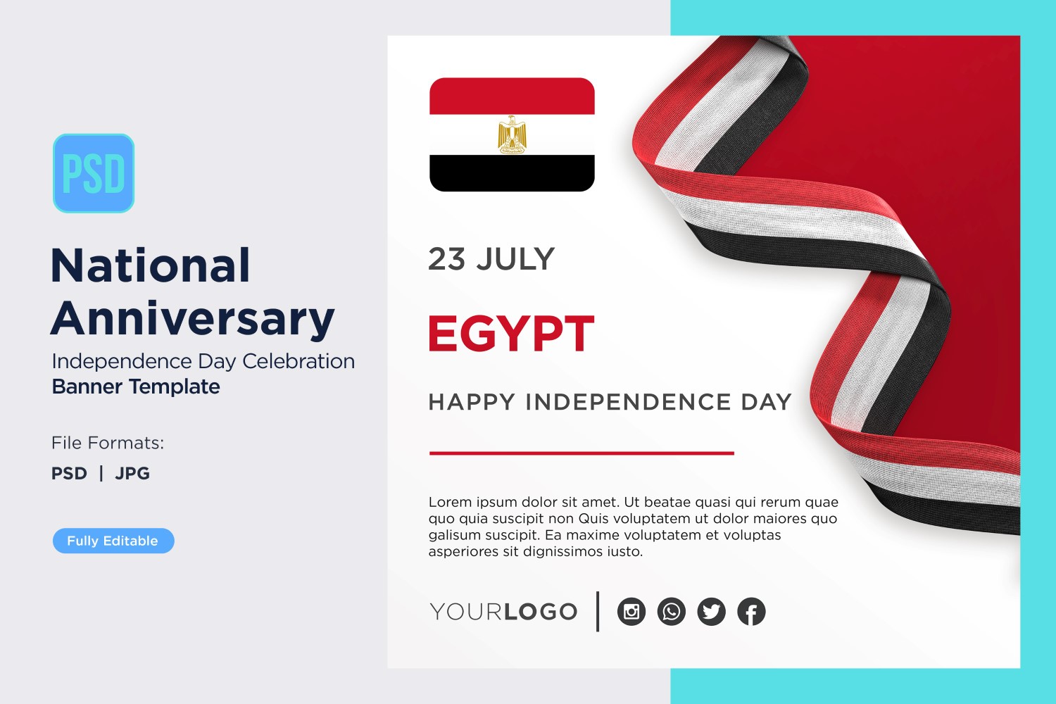 Egypt National Day Celebration Banner