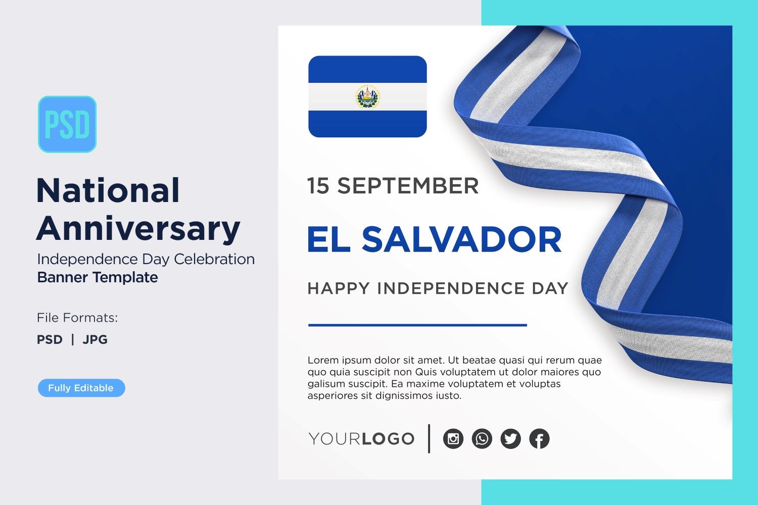 El Salvador National Day Celebration Banner