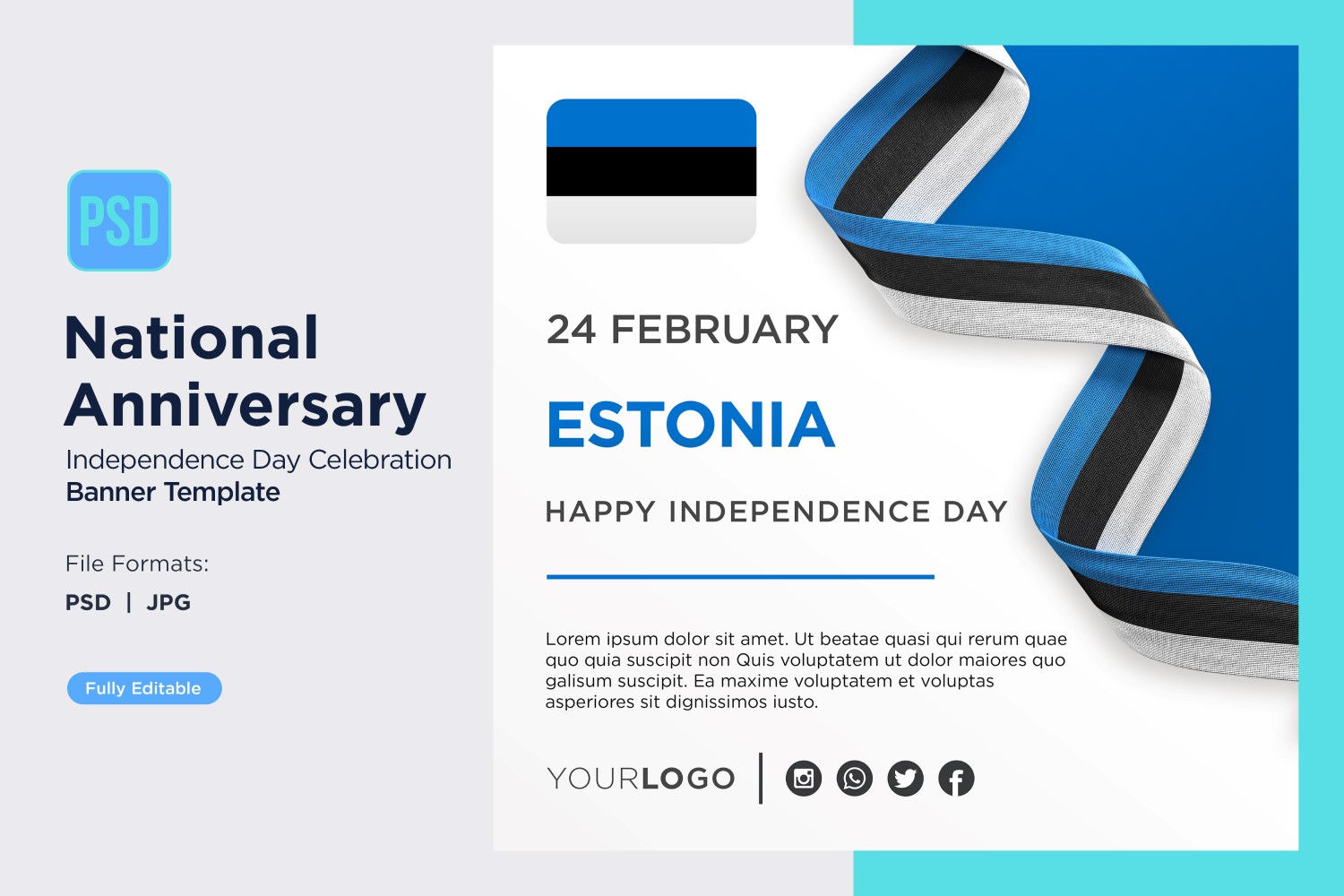 Estonia National Day Celebration Banner
